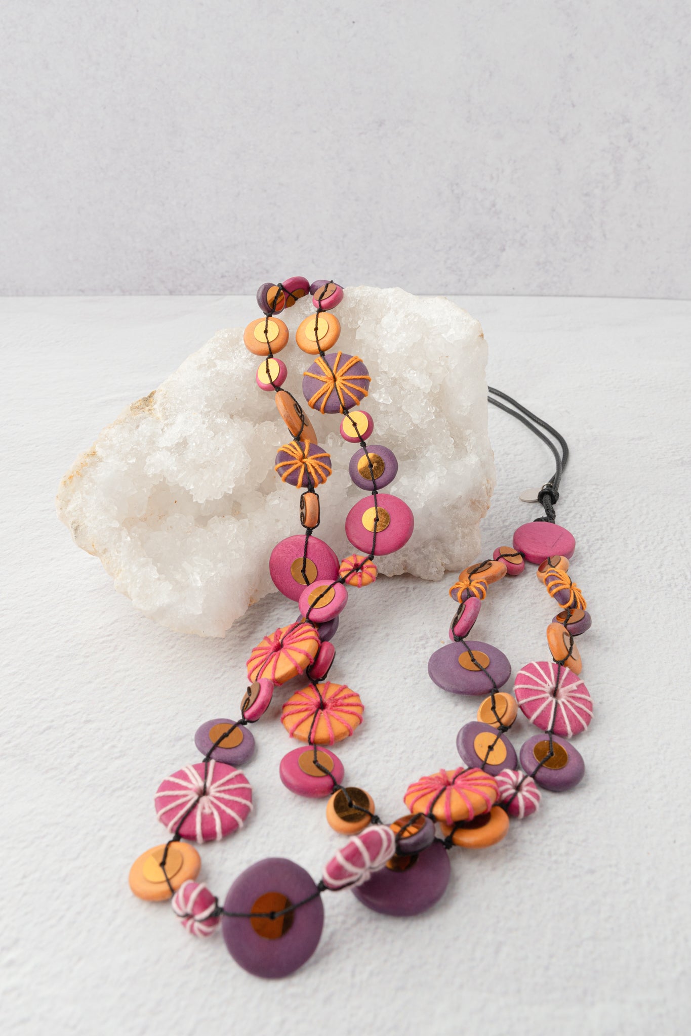 Sylca Designs Melody Necklace, Fuchsia and Purple 