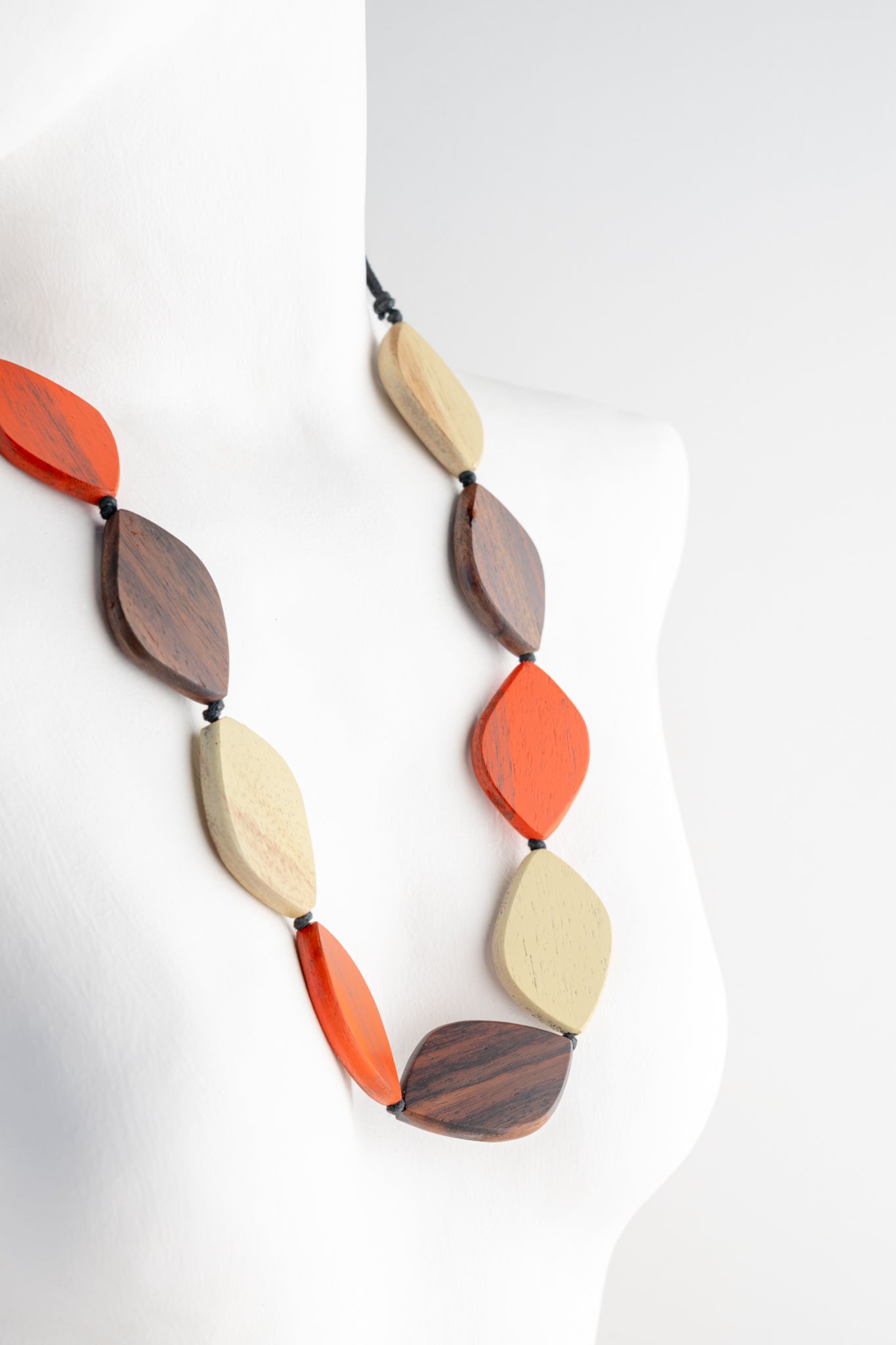 Sylca Designs Contemporary Wood Bead Necklace, Orange 