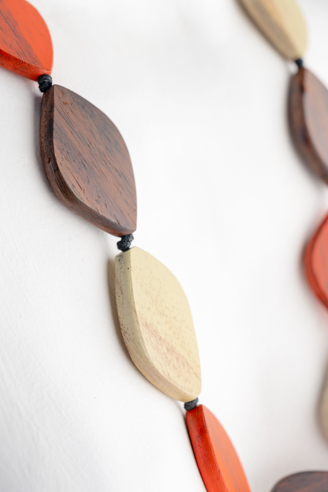 Sylca Designs Contemporary Wood Bead Necklace, Orange 
