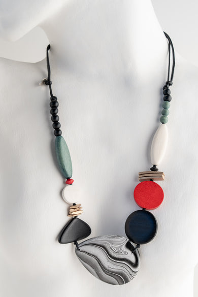 Sylca Designs Dusk & Dawn Marble Necklace, Red Red 
