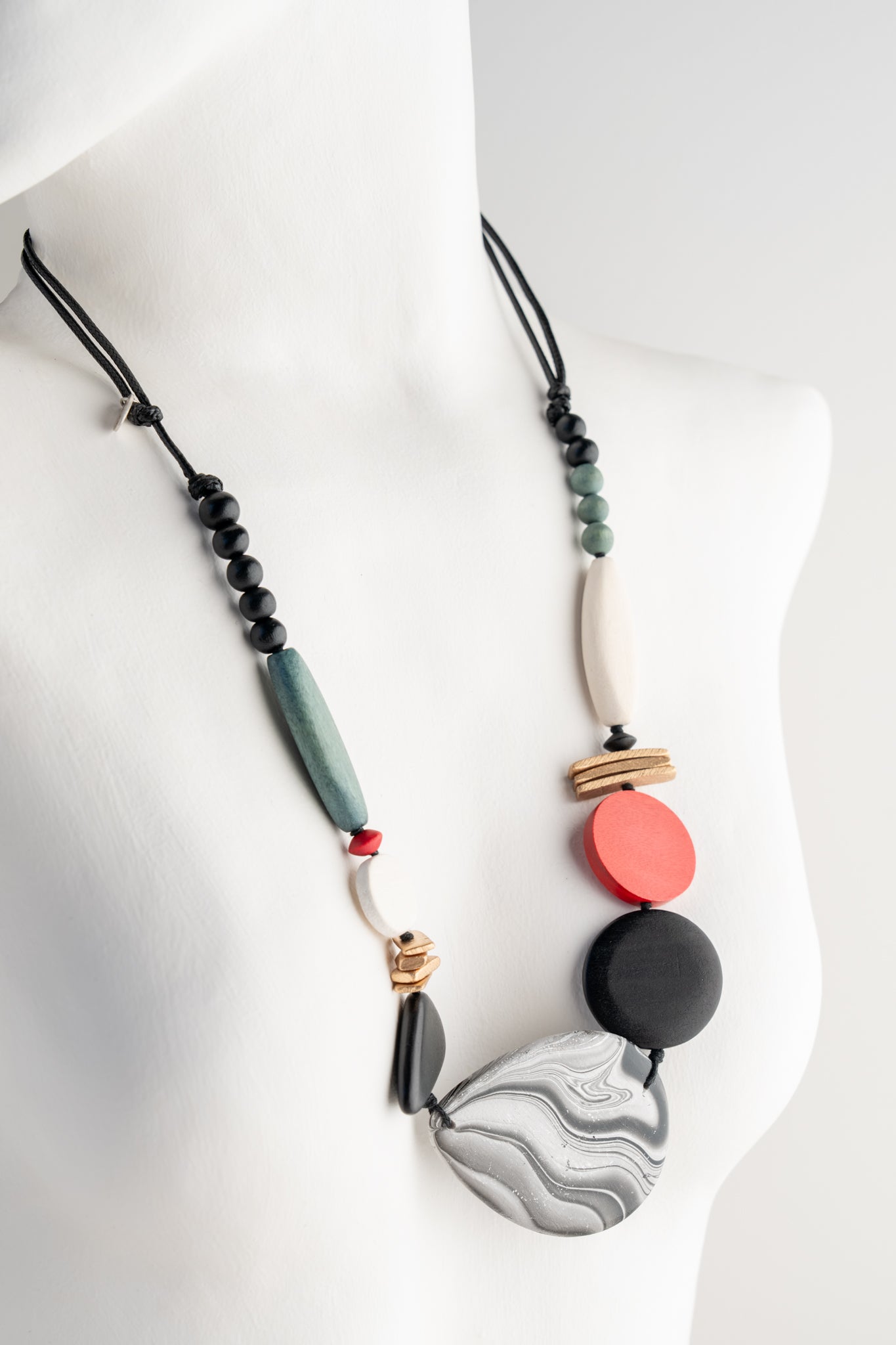 Sylca Designs Dusk & Dawn Marble Necklace, Red 