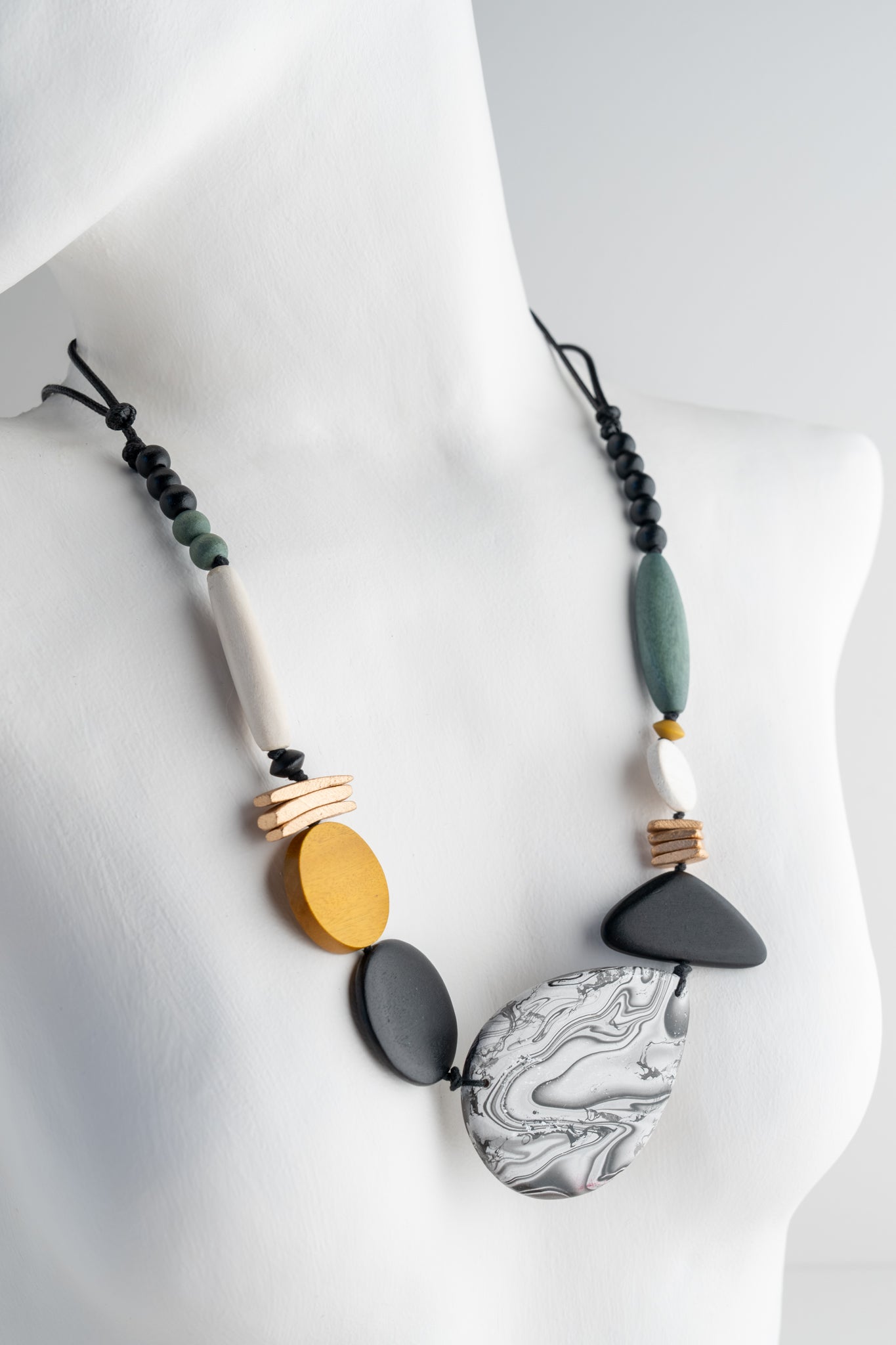 Sylca Designs Dusk & Dawn Marble Necklace, Black 
