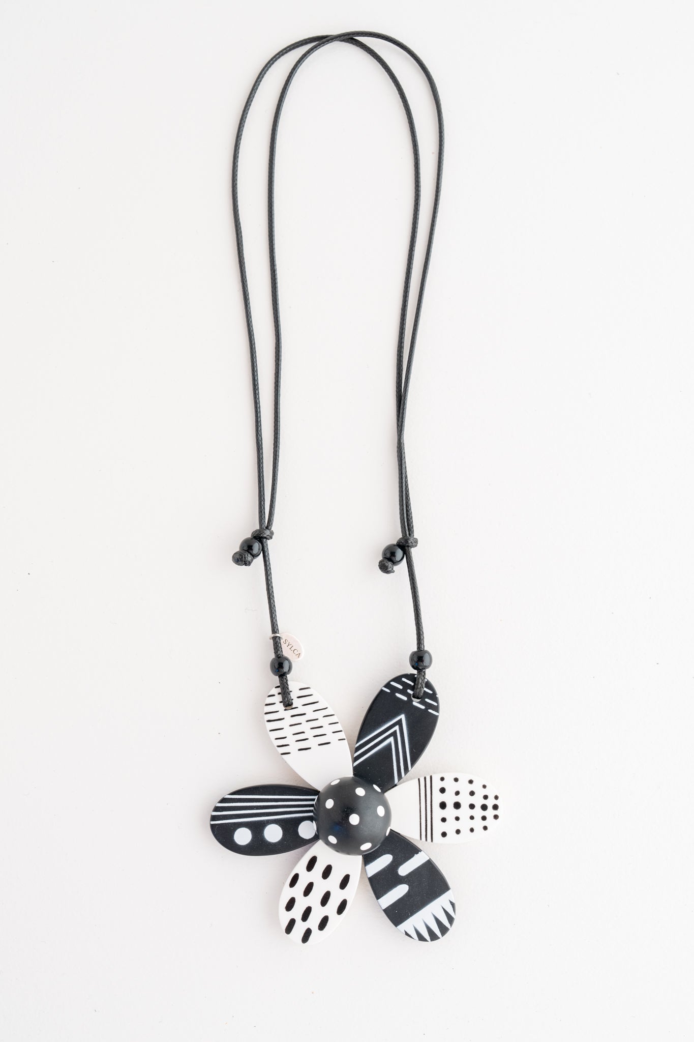 Sylca Designs Garden Flower Pendant, Black and White 
