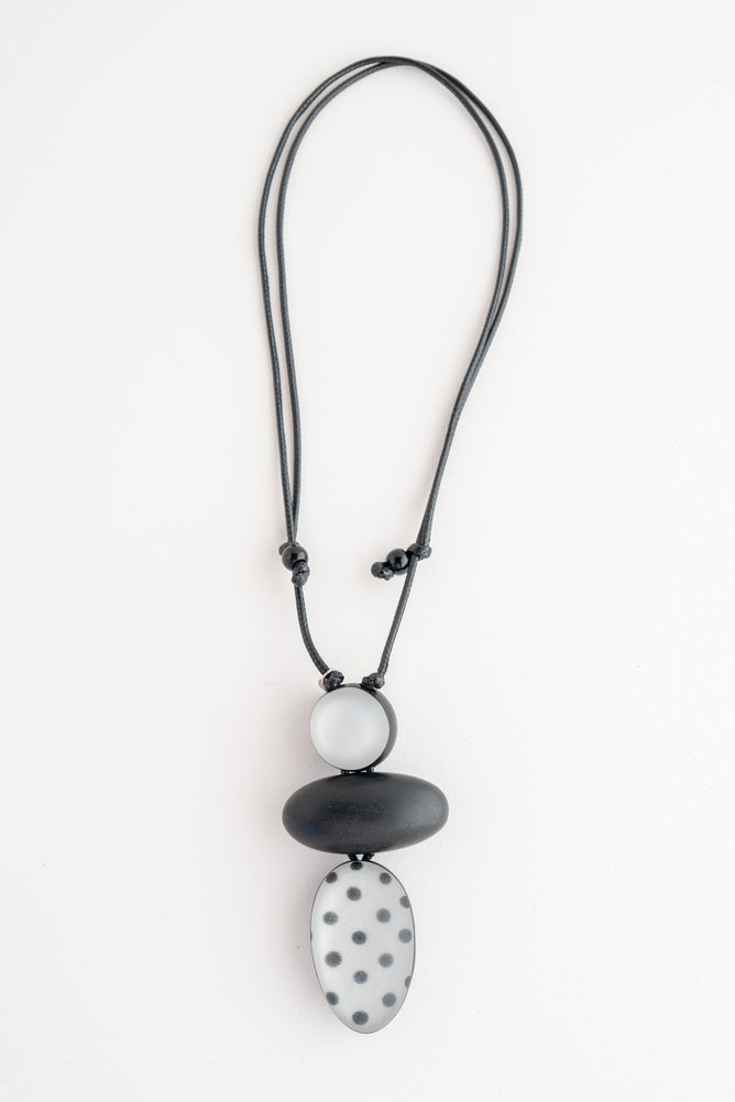 Sylca Designs Midori Polka Dot Necklace, Black 