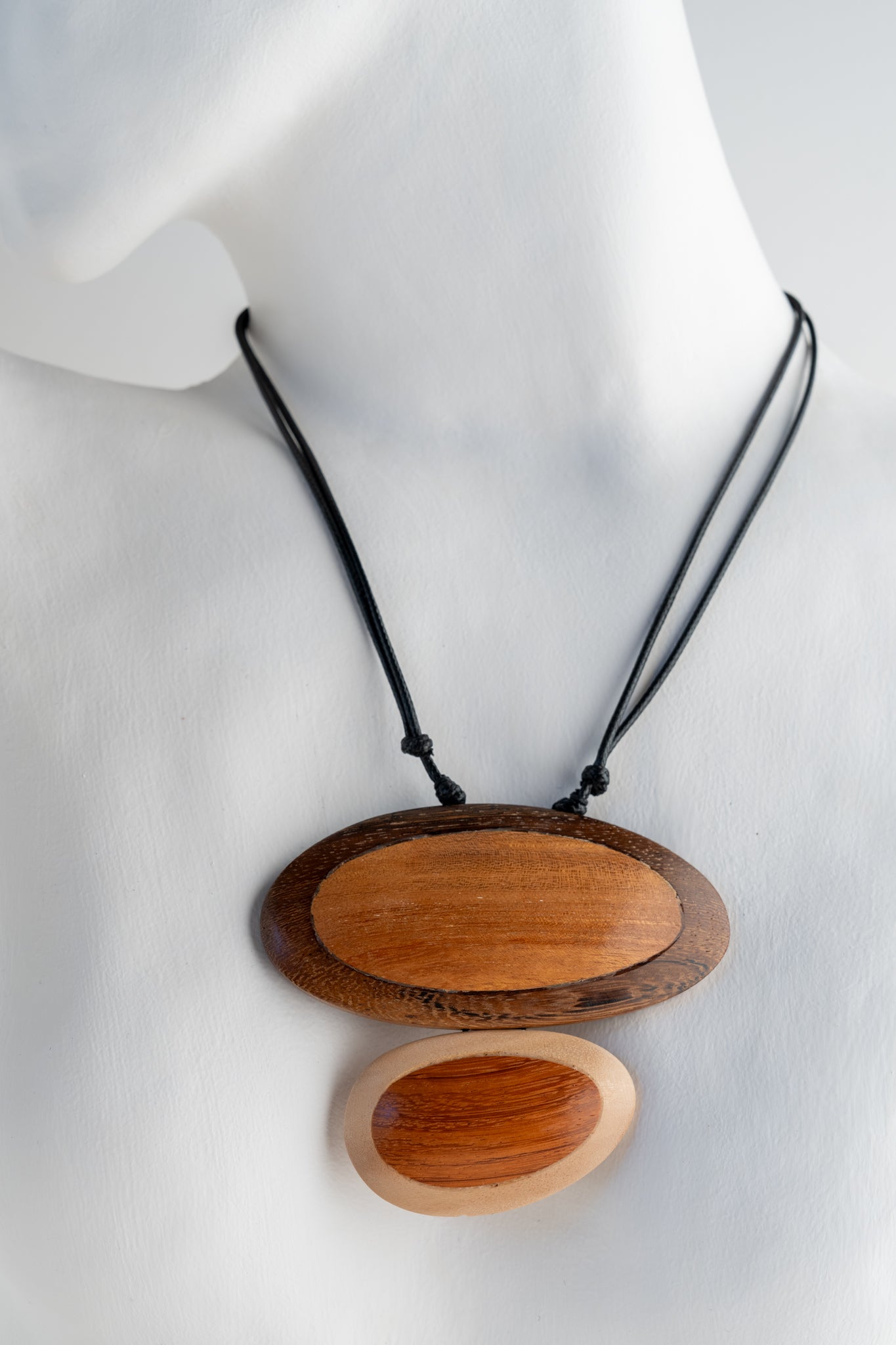 Sylca Designs Dual Oval Wood Willa Pendant, Brown Brown 