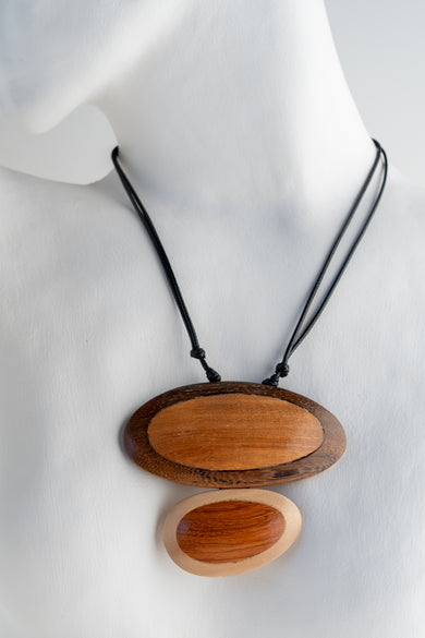 Sylca Designs Dual Oval Wood Willa Pendant, Brown Brown 