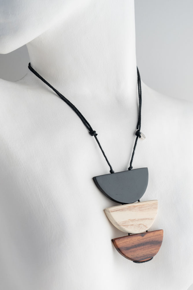 Sylca Designs Natural Trip Moon Necklace, Brown 