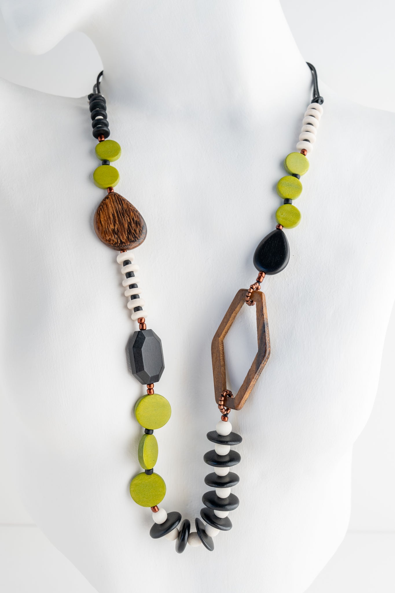 Sylca Designs Wood Bead Gabby Necklace, Lime Lime 