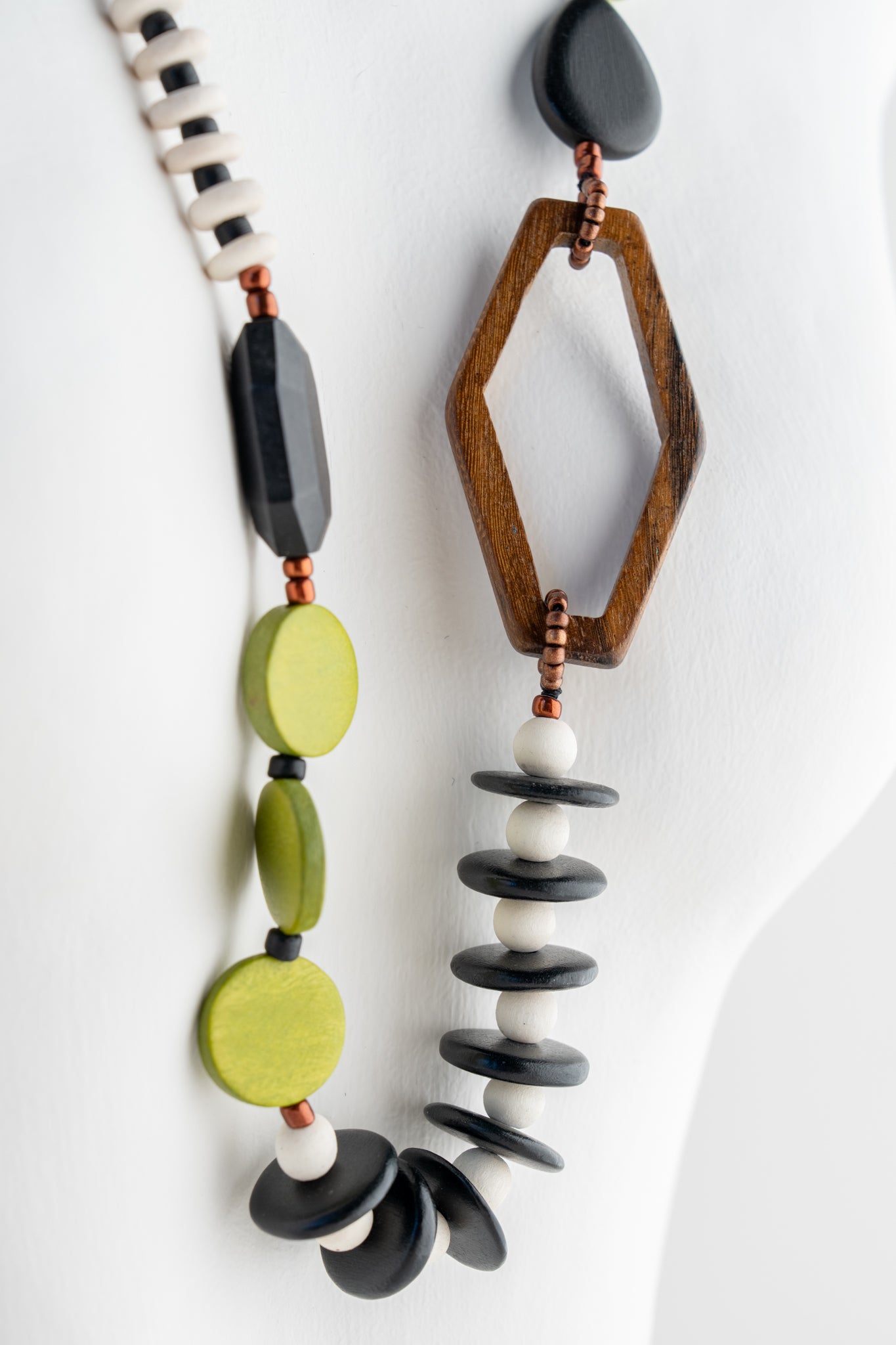 Sylca Designs Wood Bead Gabby Necklace, Lime 