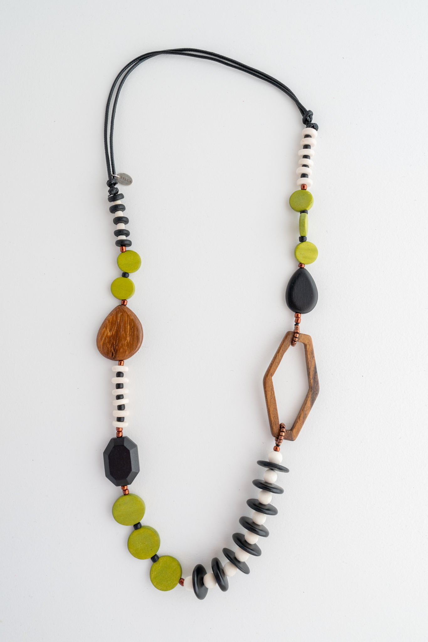 Sylca Designs Wood Bead Gabby Necklace, Lime 