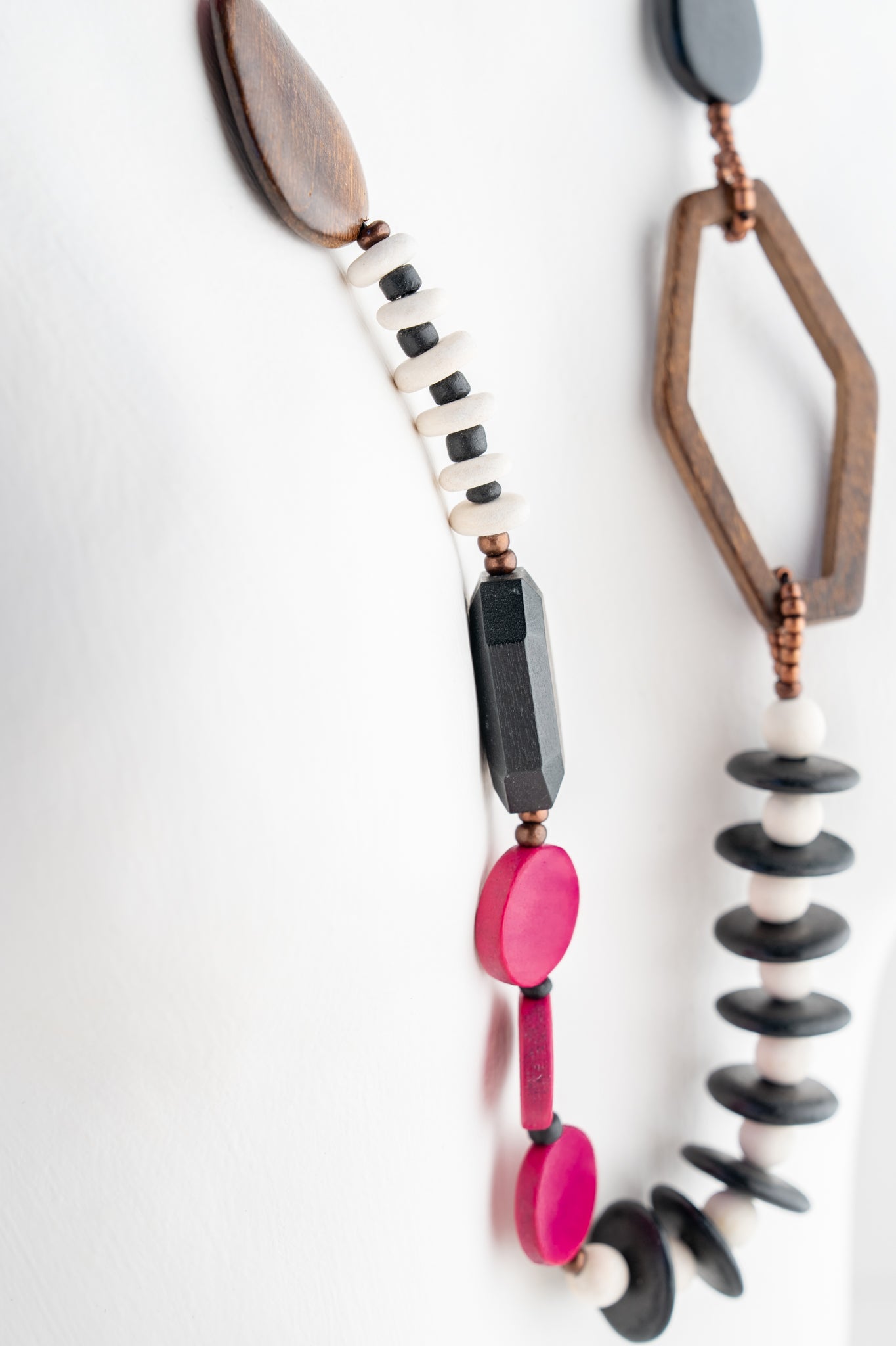 Sylca Designs Wood Bead Gabby Necklace, Fuchsia 