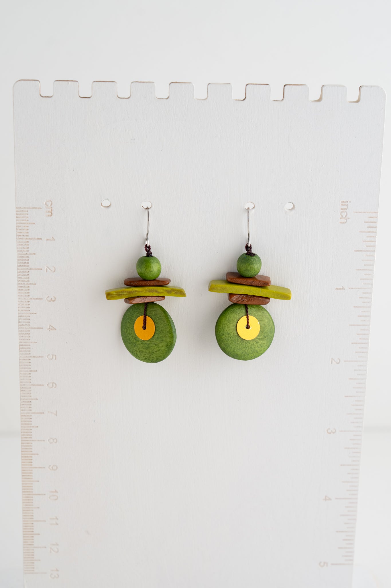 Sylca Designs Assuta Drop Earrings, Olive 