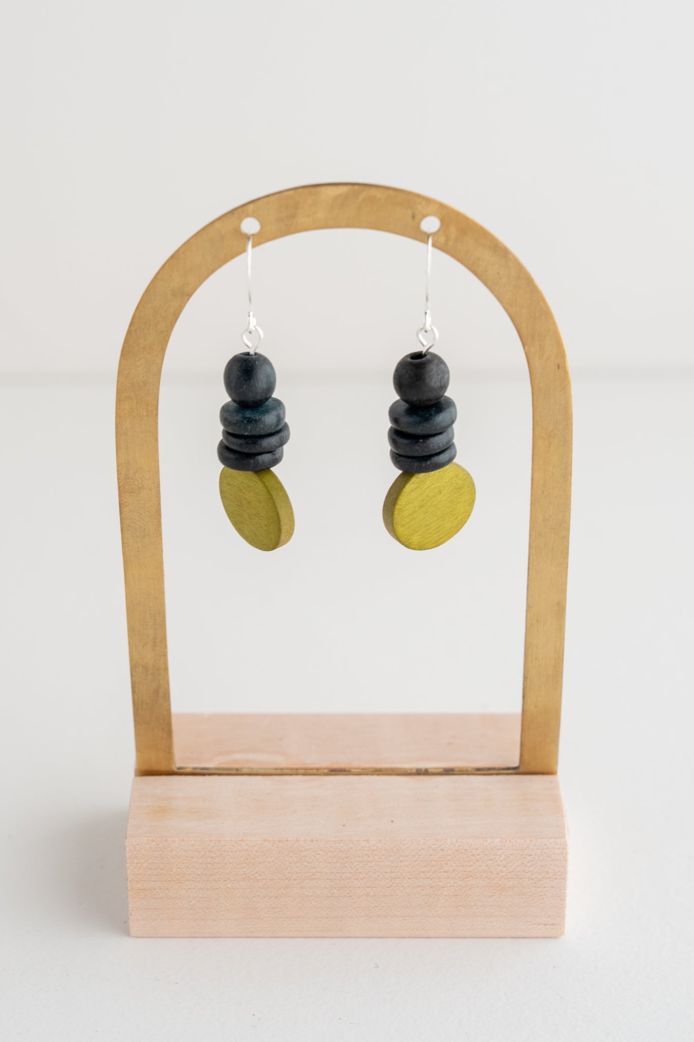Sylca Designs Dusk Earrings, Black, Chartreuse 