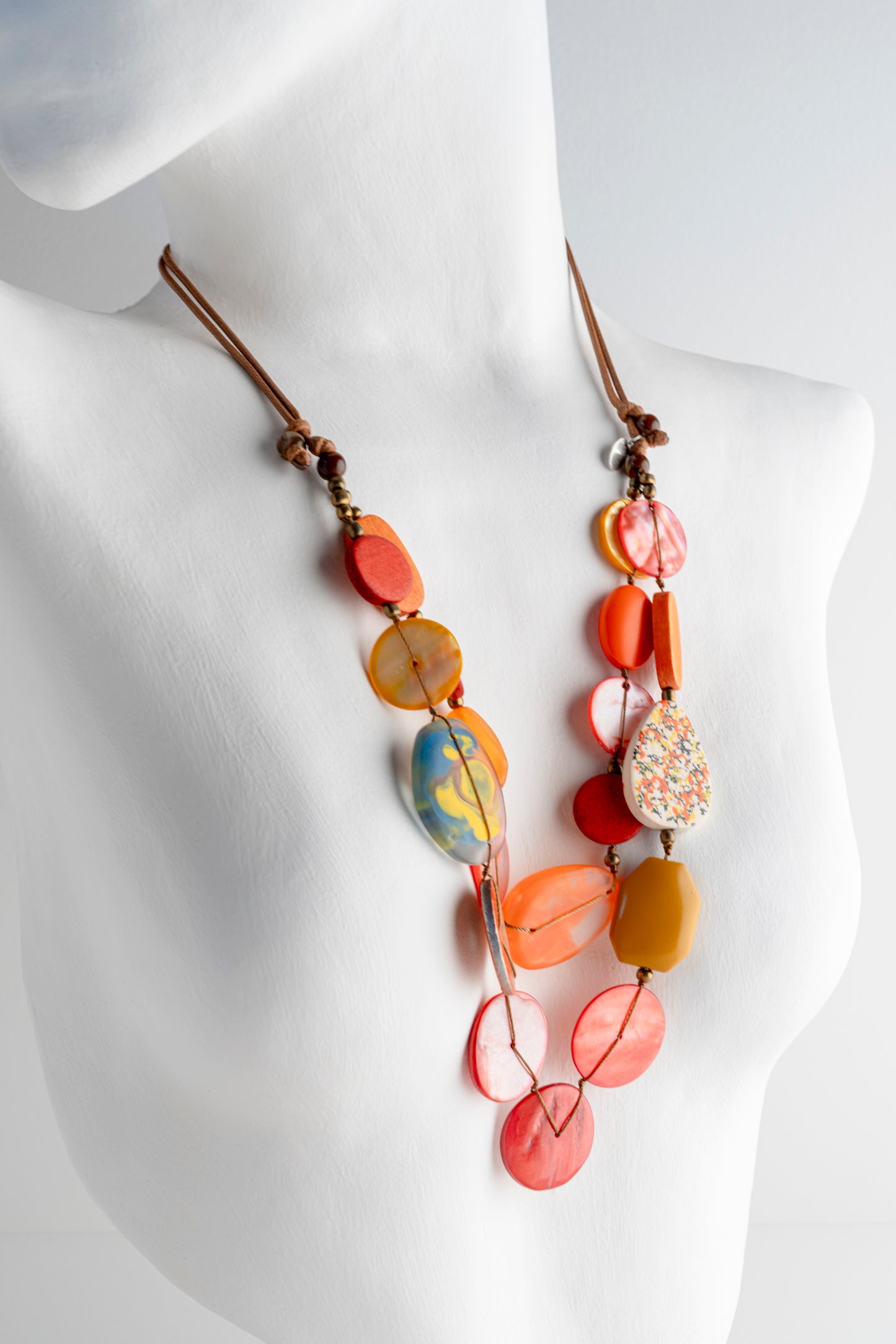 Sylca Designs Island Nomad Dual Strand Necklace, Orange 