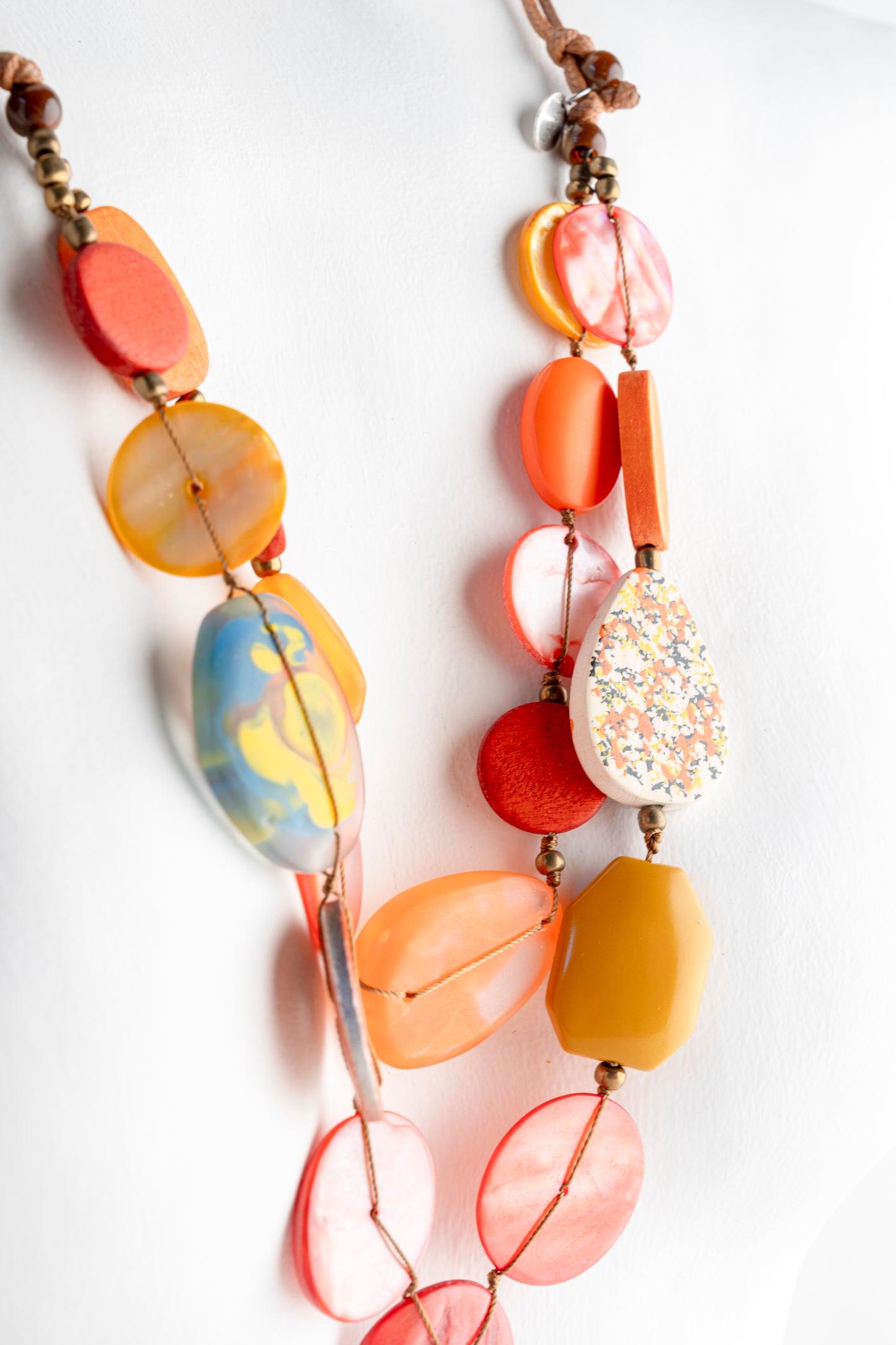 Sylca Designs Island Nomad Dual Strand Necklace, Orange 
