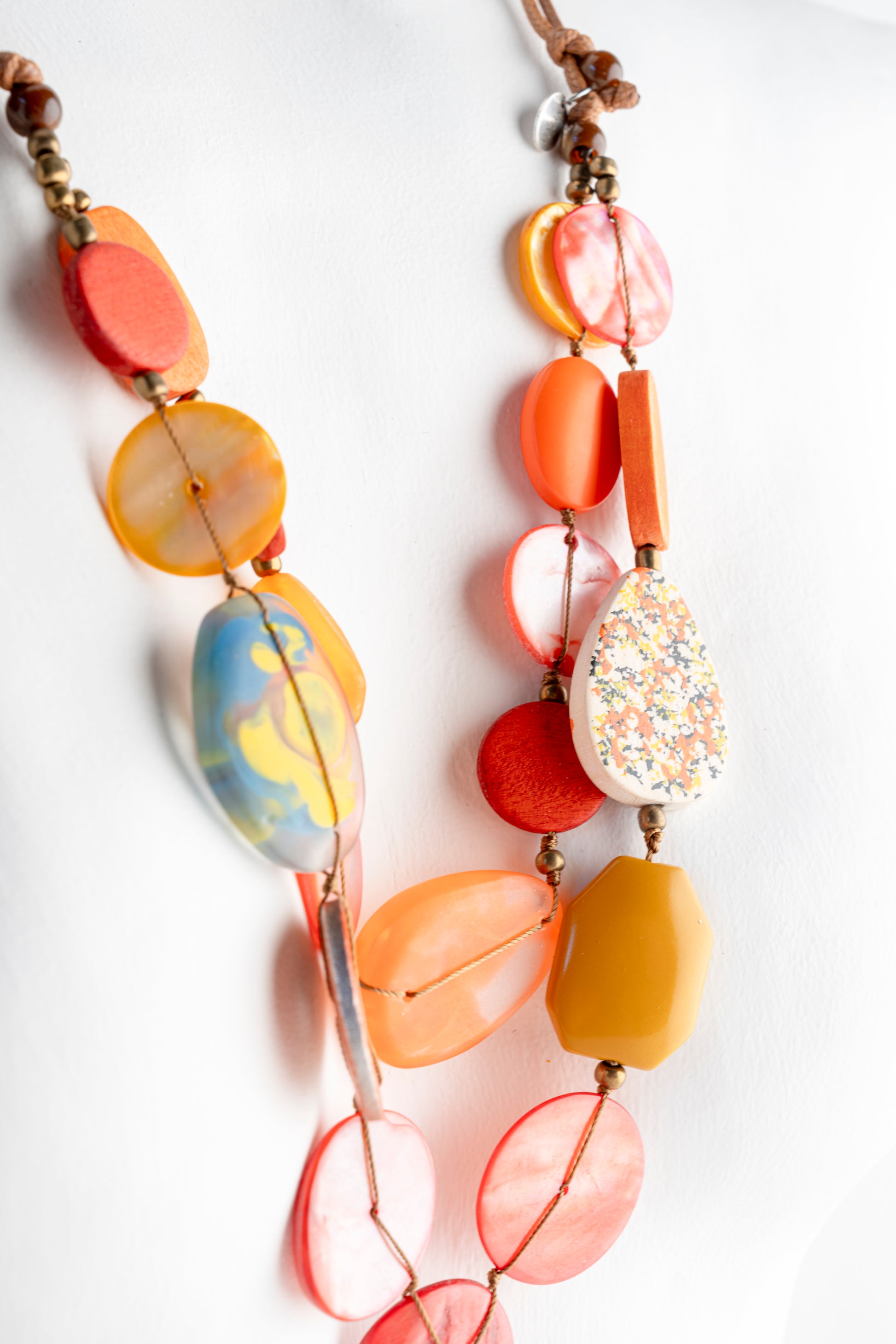 Sylca Designs Island Nomad Dual Strand Necklace, Orange 