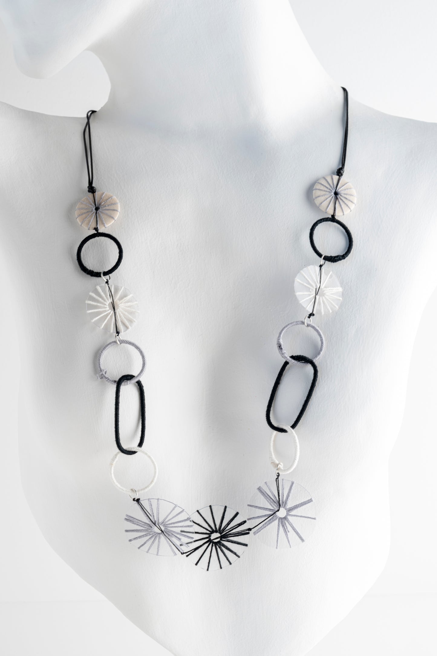 Sylca Designs Monochrome Twist Threaded Loop Necklace 