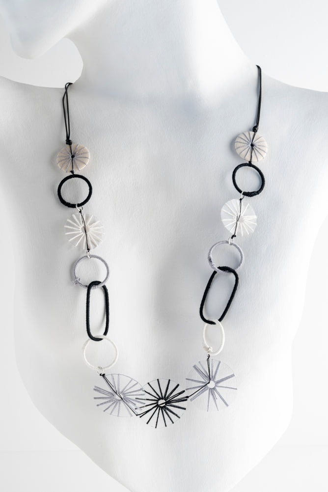 Sylca Designs Monochrome Twist Threaded Loop Necklace 