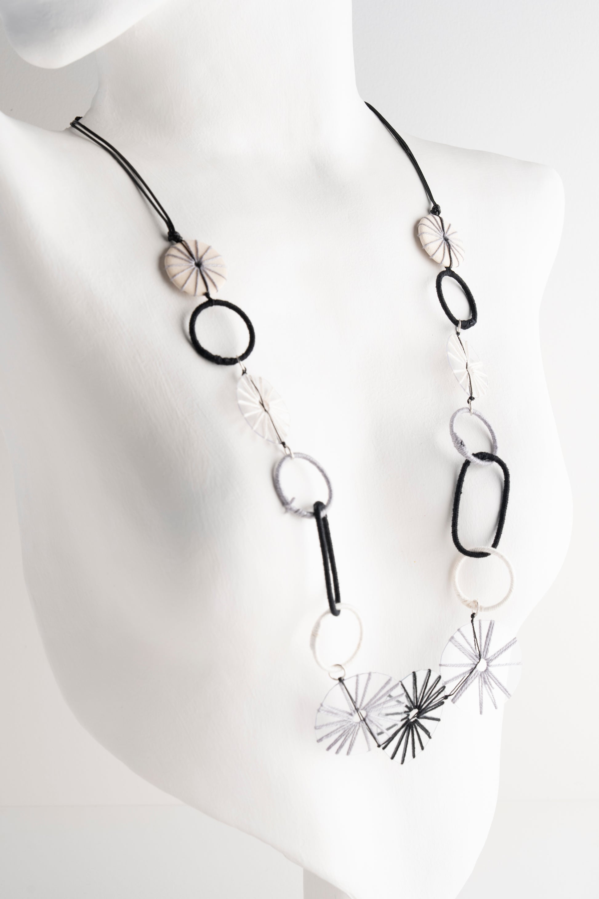 Sylca Designs Monochrome Twist Threaded Loop Necklace 