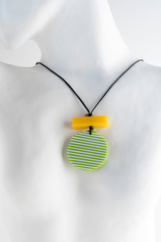 Sylca Designs Palms Statement Necklace, Lime 