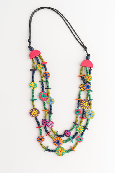 Sylca Designs Teagan Triple Necklace, Multicolor 