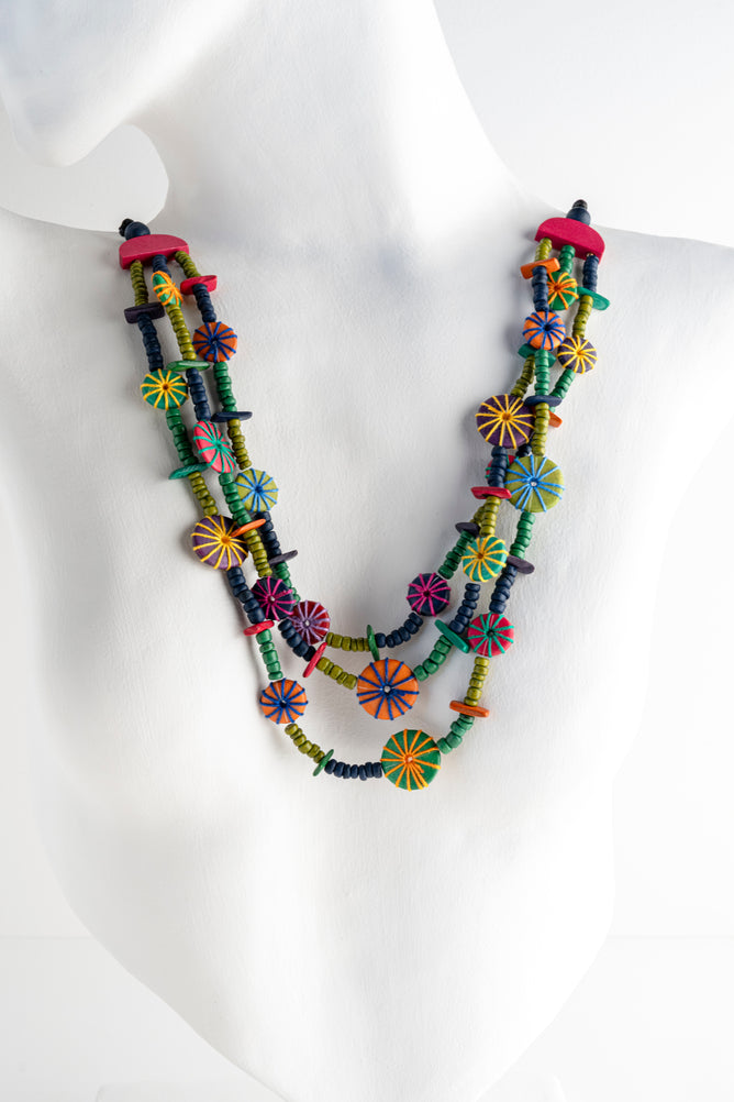 Sylca Designs Teagan Triple Necklace, Multicolor 