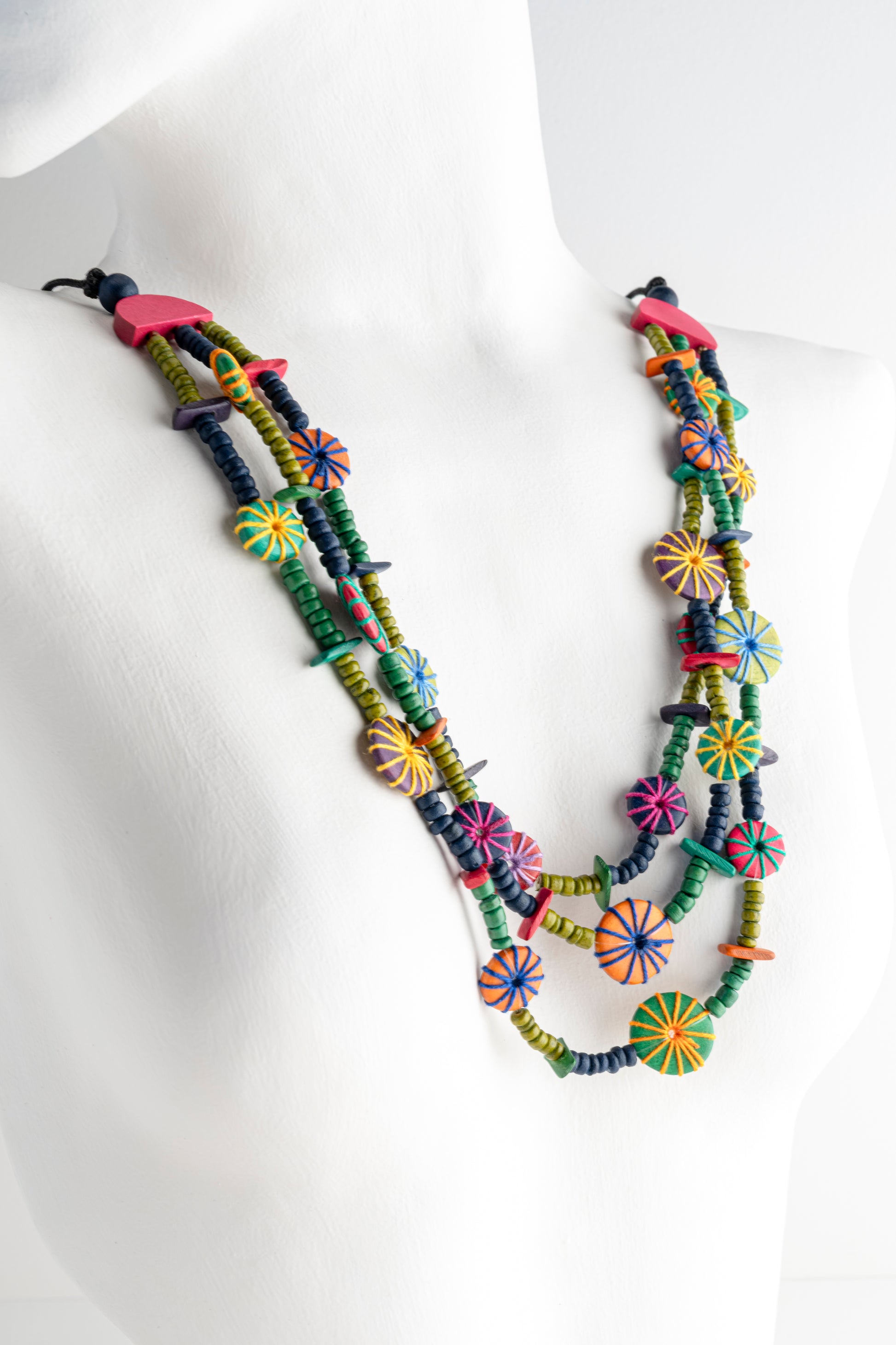 Sylca Designs Teagan Triple Necklace, Multicolor 