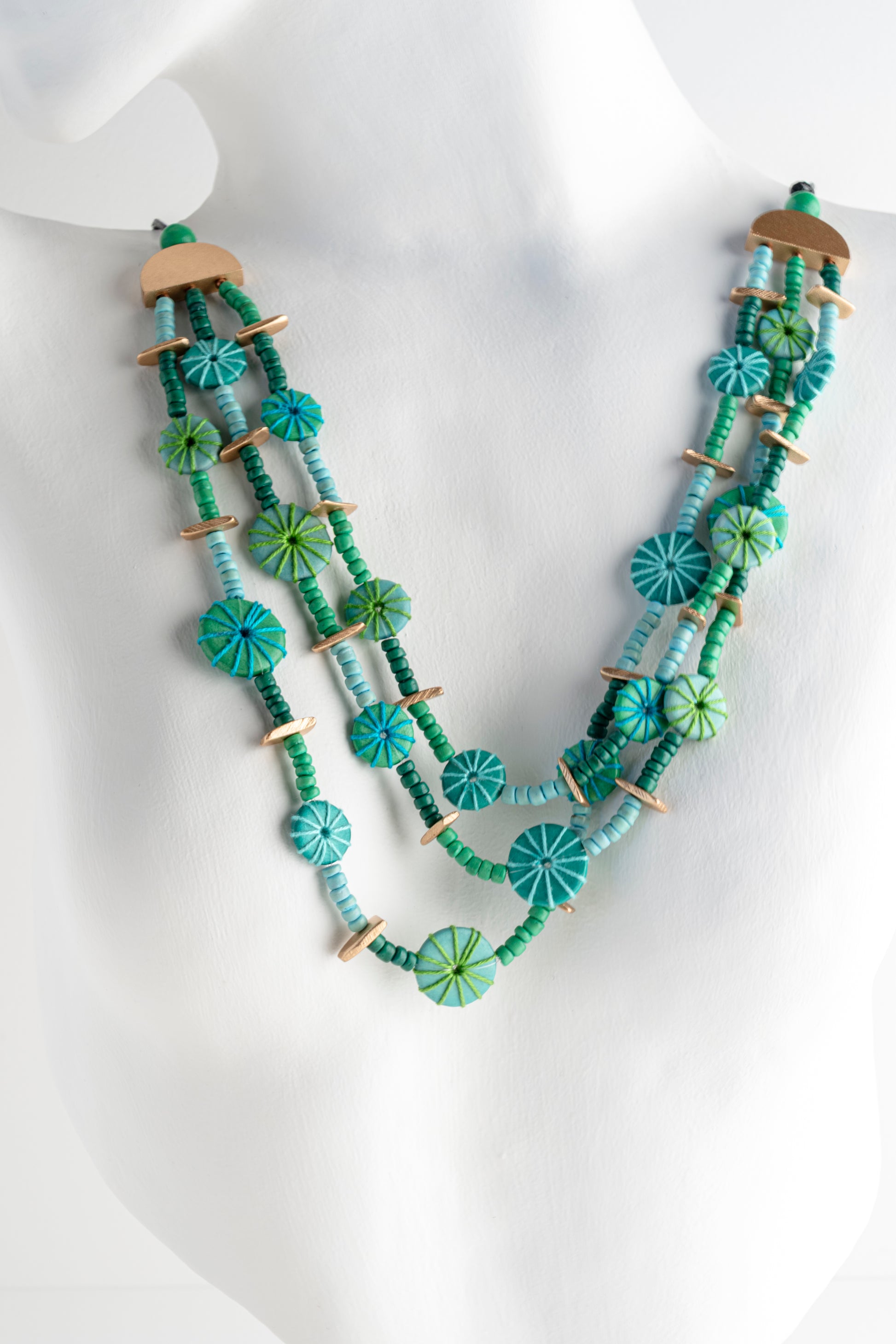 Sylca Designs Teagan Triple Necklace, Turquoise 