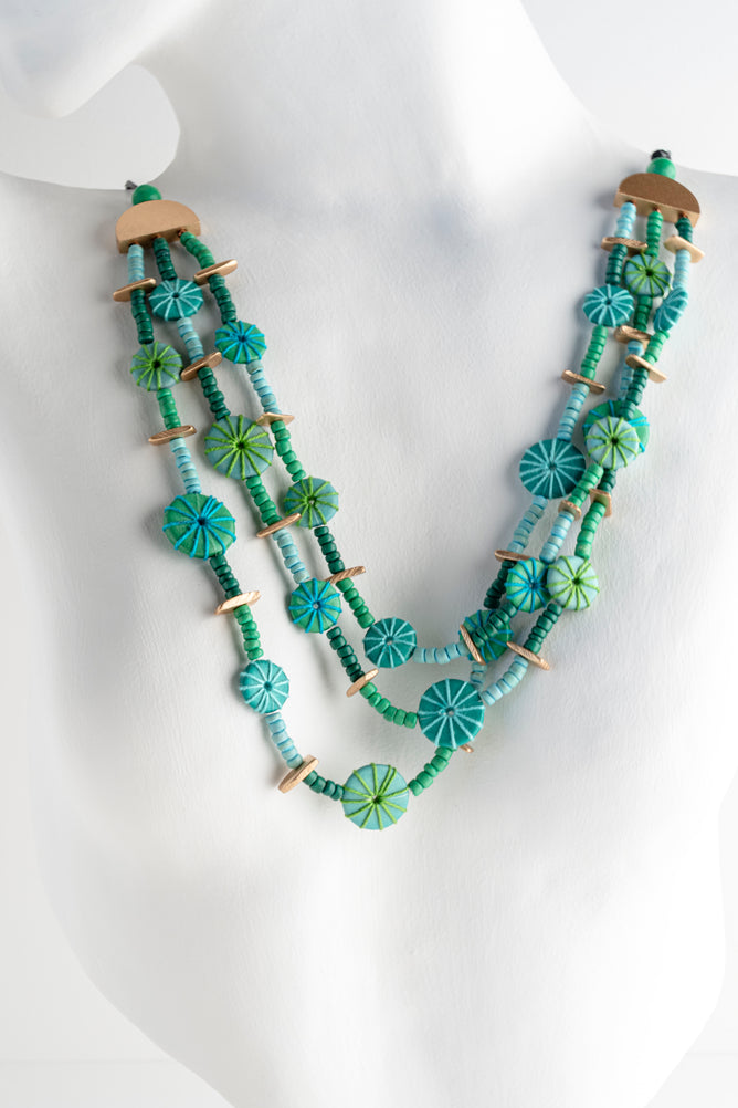 Sylca Designs Teagan Triple Necklace, Turquoise 
