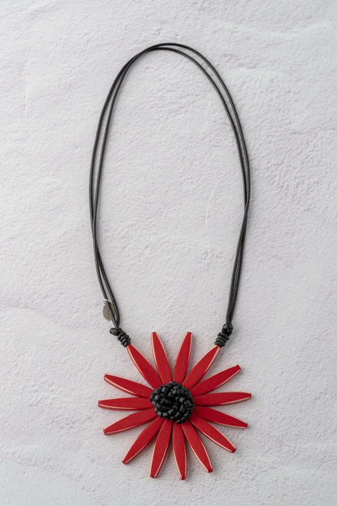 Sylca Designs Amaya Single Flower Necklace, Red 