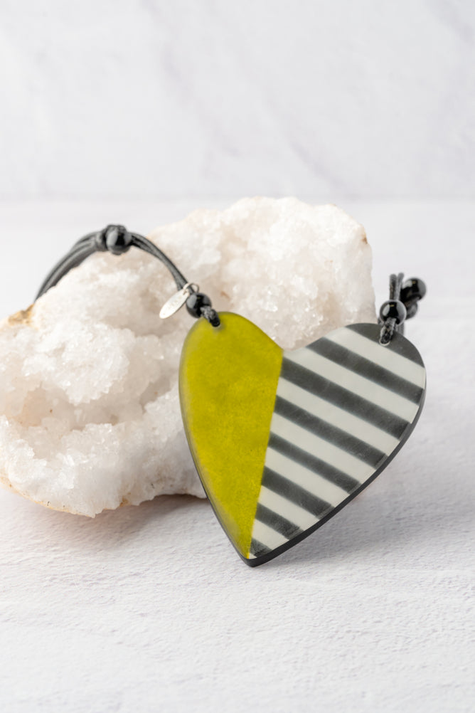 Sylca Designs Anastasia Heart Pendant, Lime/Black 