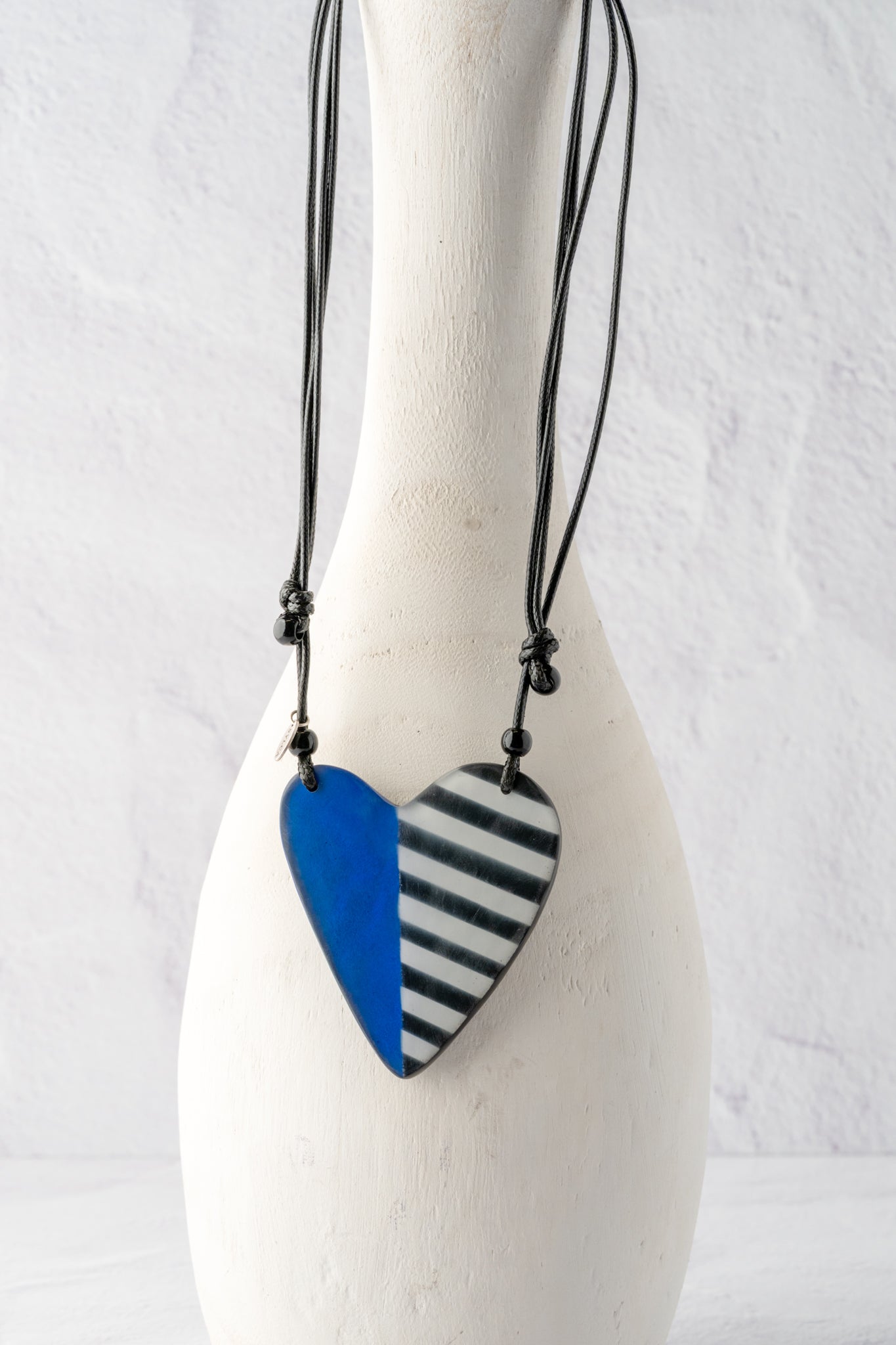 Sylca Designs Anastasia Heart Pendant, Blue/Black 