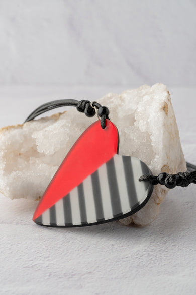 Sylca Designs Anastasia Heart Pendant, Red/Black 