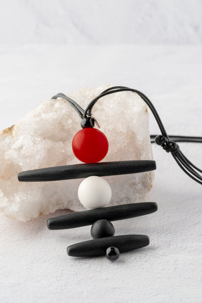 Sylca Designs Linear Layers Necklace, Red 