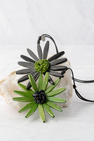 Sylca Designs Amaya Double Flower Necklace, Green 