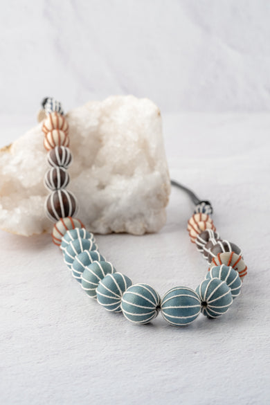 Sylca Designs Pietra Graduated Bead Necklace, Brown 