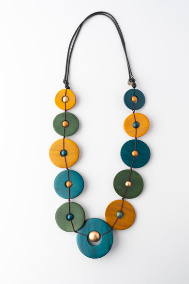 Sylca Designs Wood Unity Necklace, Teal 