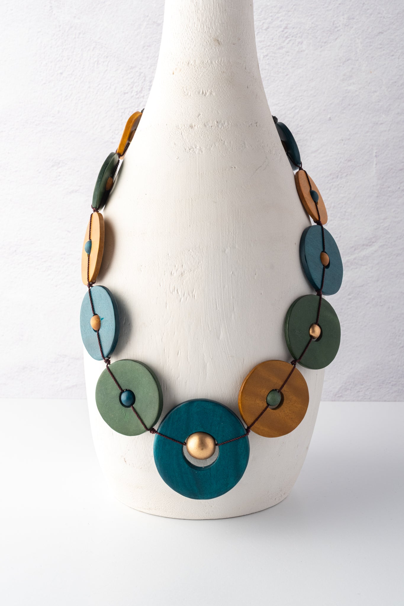 Sylca Designs Wood Unity Necklace, Teal 