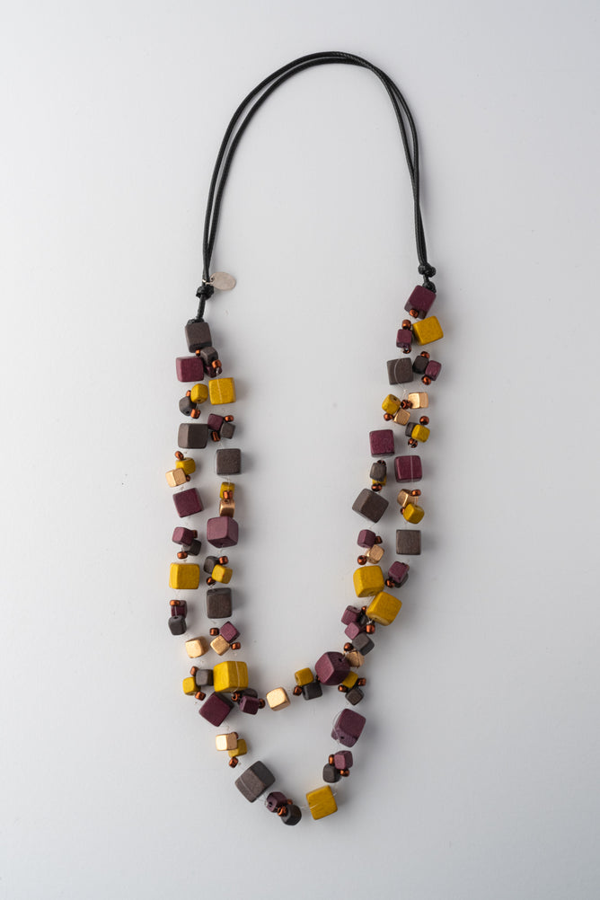 Sylca Designs Lia Floating Beads Necklace, Merlot 