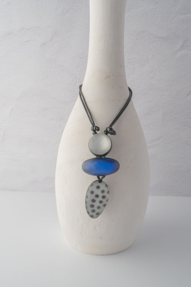 Sylca Designs Midori Polka Dot Necklace, Blue 