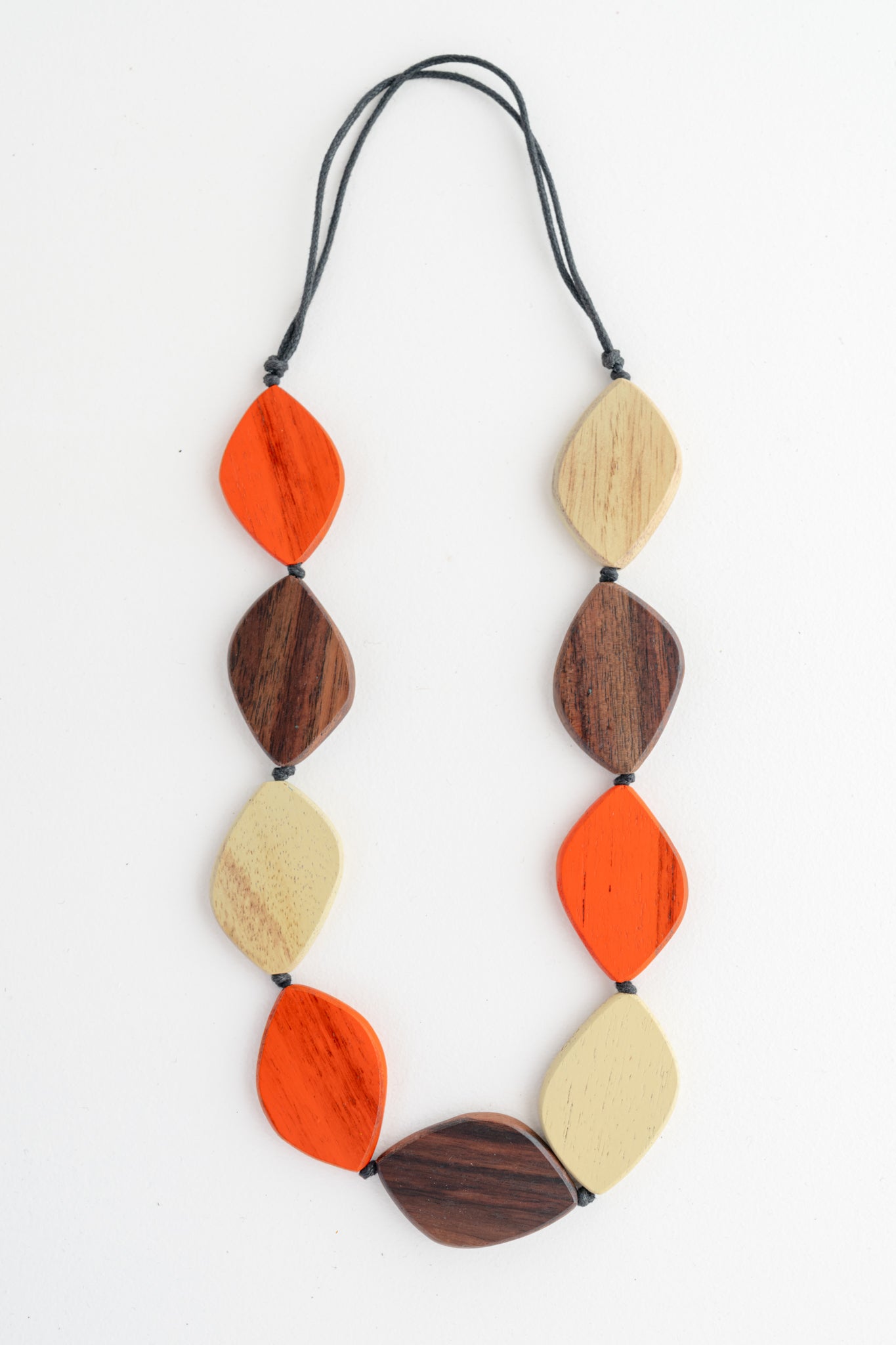 Sylca Designs Contemporary Wood Bead Necklace, Orange 