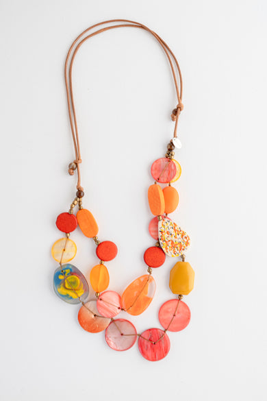 Sylca Designs Island Nomad Dual Strand Necklace, Orange 