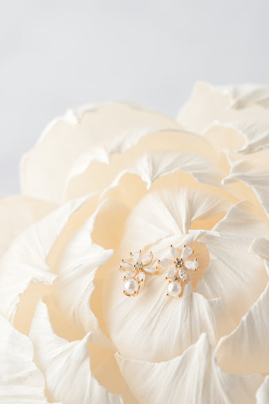 Tai Flower Pearl Post Earrings 