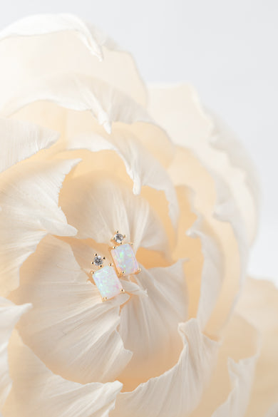 Tai Square Opal Post Earring 