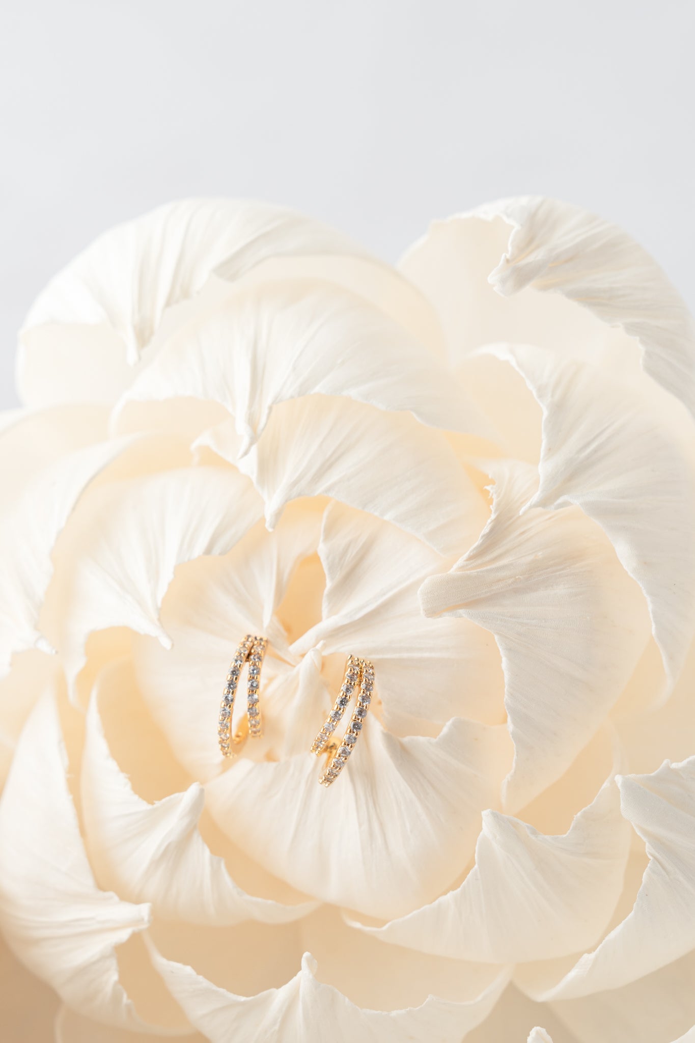 Tai Gold Double Wrap CZ Huggies Earrings 