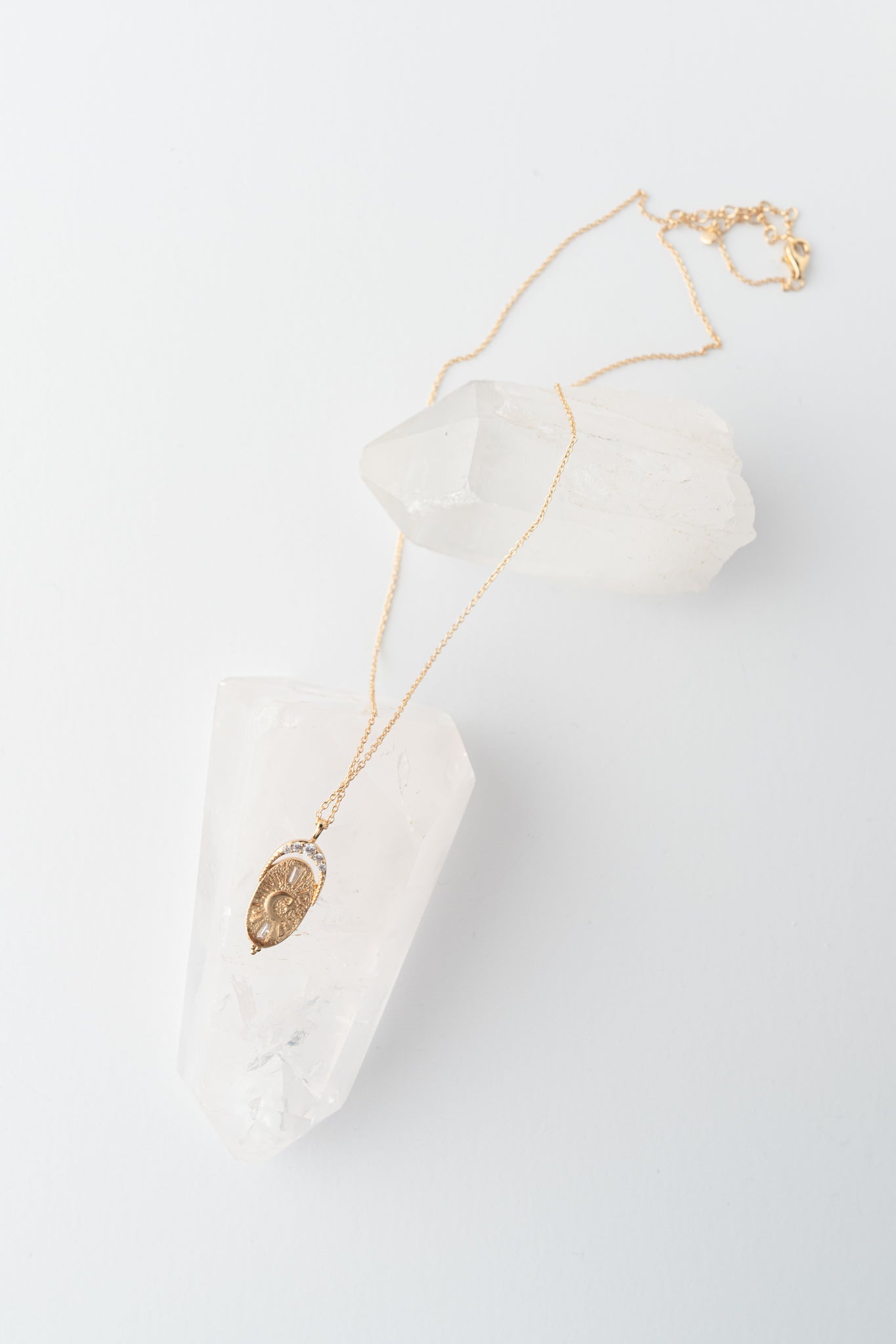 Tai Crescent Moon Oval Pendant Necklace 