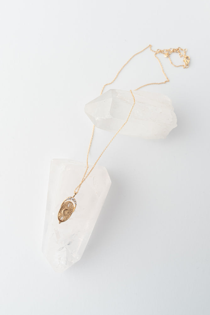 Tai Crescent Moon Oval Pendant Necklace 