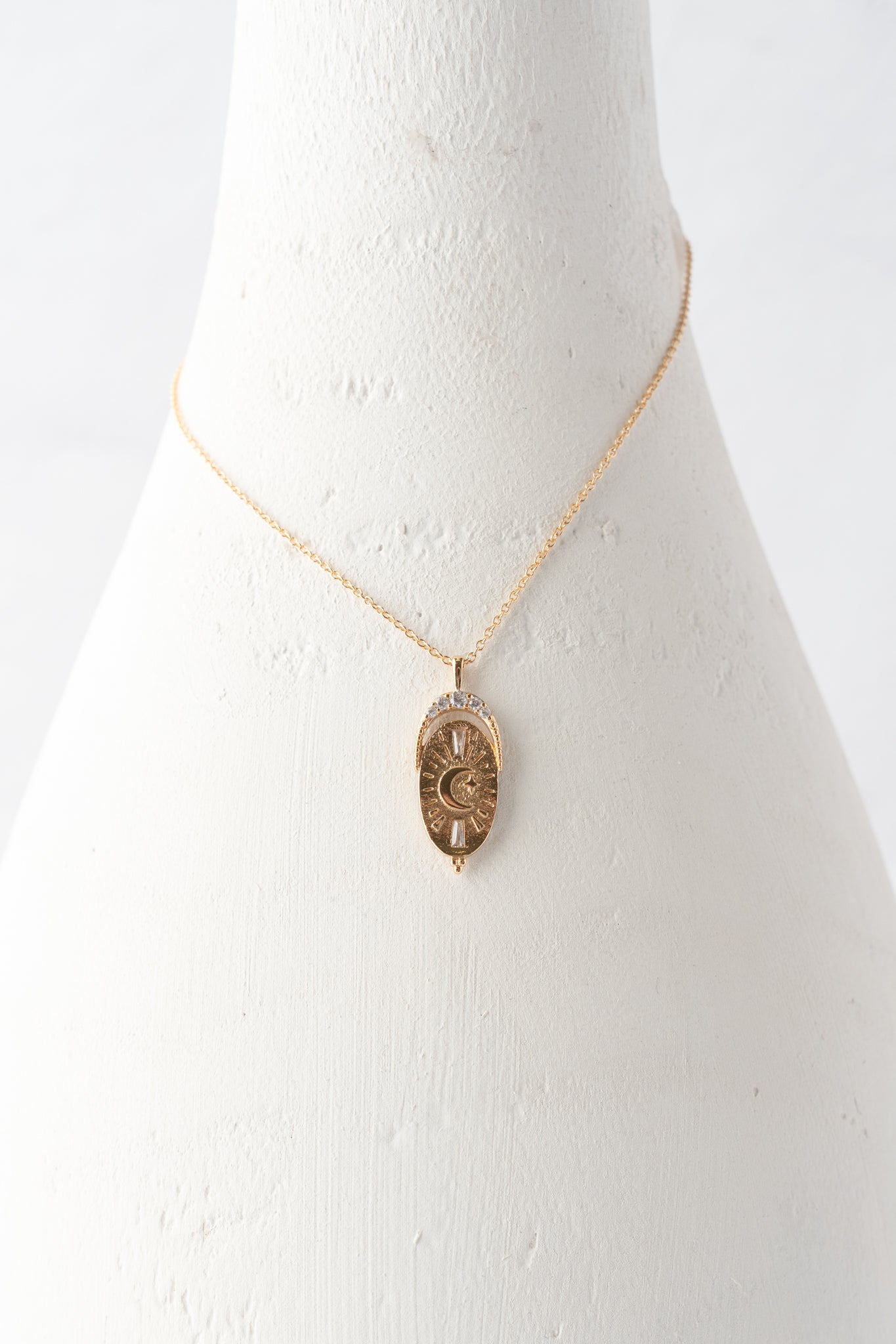 Tai Crescent Moon Oval Pendant Necklace 