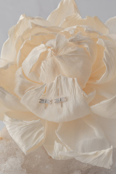 Silver CZ Dragon Post Earrings