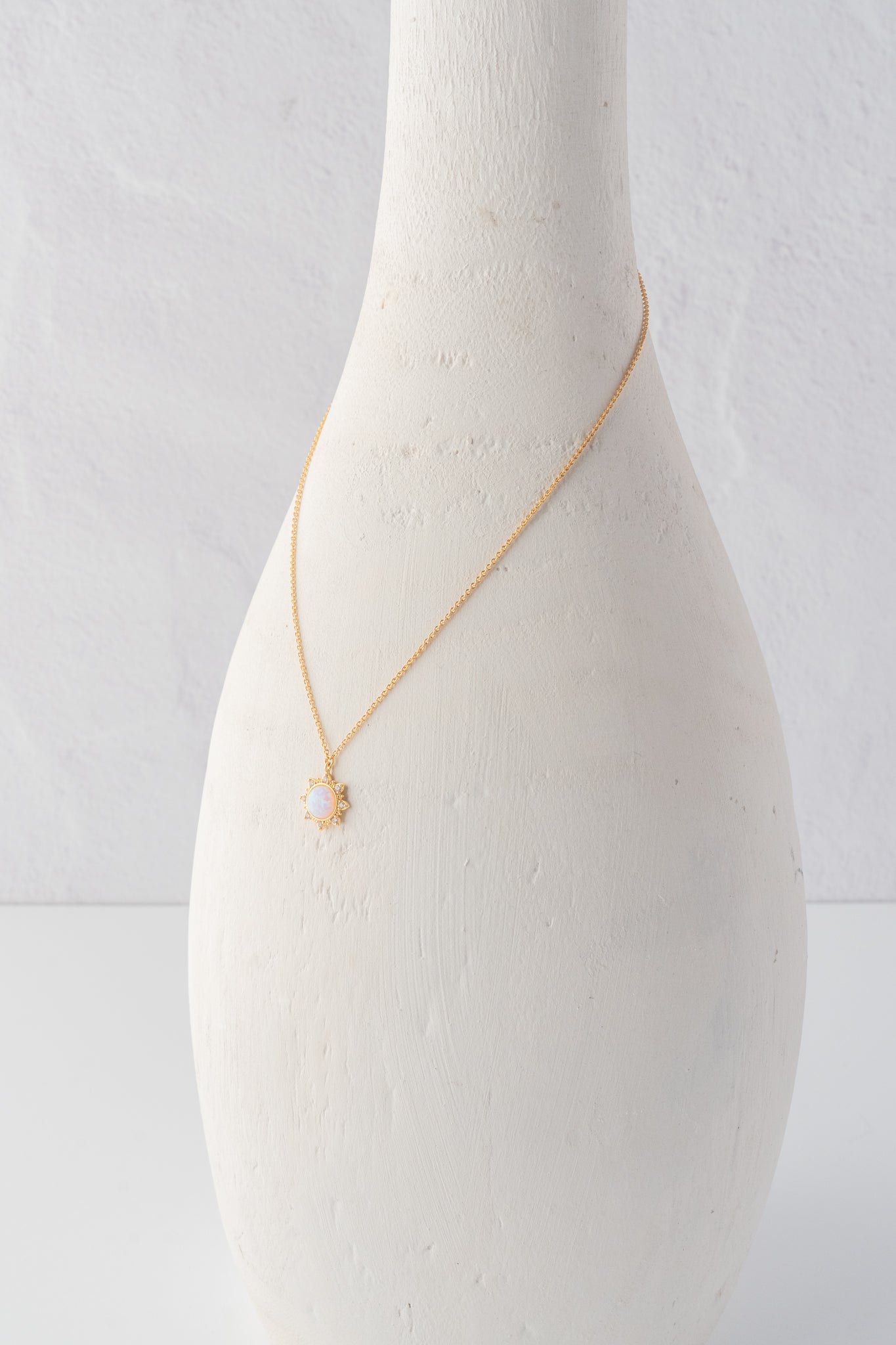 Opal Center Sun Gold Chain Necklace